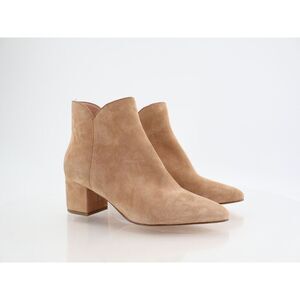 Cole Haan Womens Elyse Boots Booties Beige Suede Block Heel Pointed Toe 6.5B